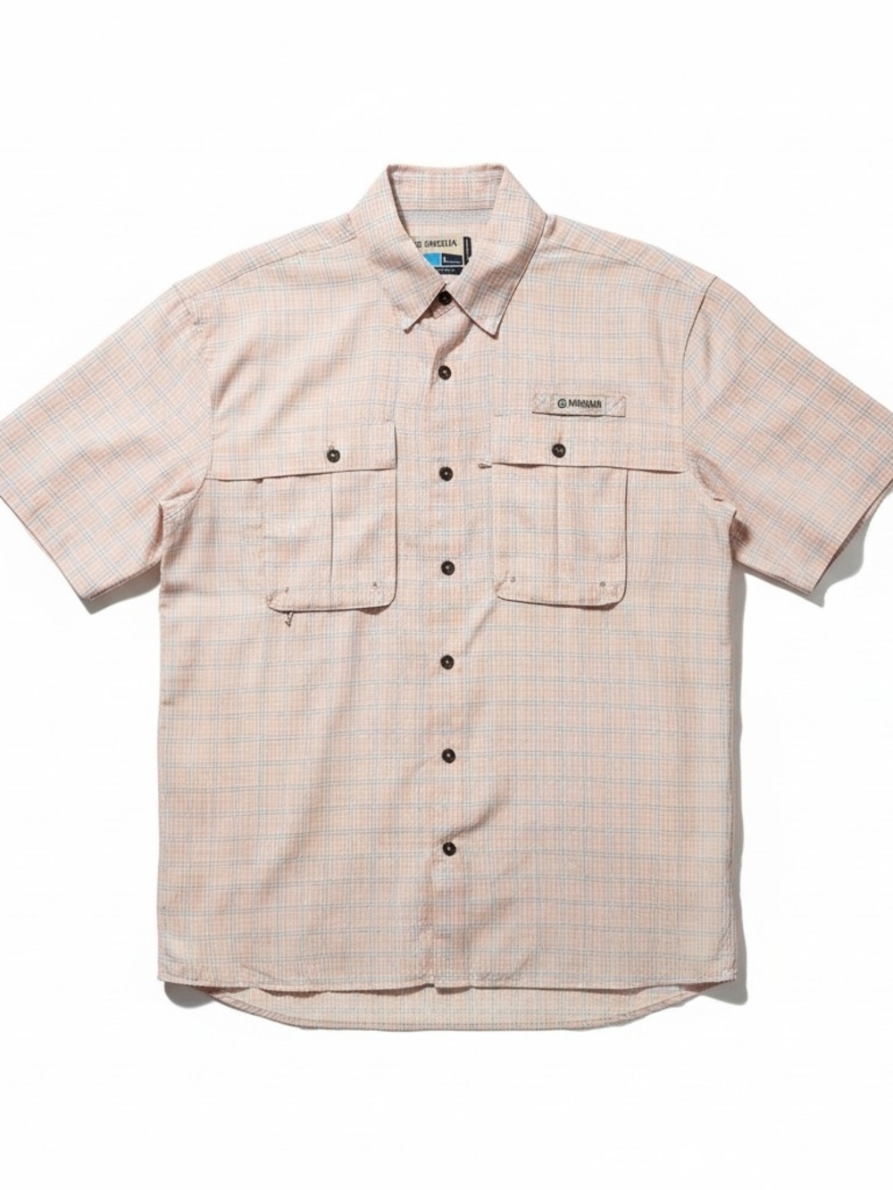 Magellan Outdoors Mens Fishing Shirt Orange Plaid Relaxed Fit  Small
